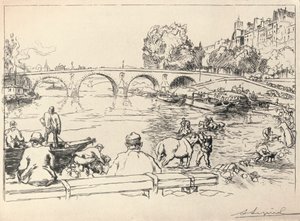 El abrevadero en el Pont Marie, 1915
