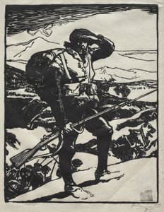 Cazador alpino mirando la llanura del Rin de Auguste Louis Lepère