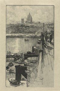 [Pescadores en un muelle, París] de Auguste Louis Lepère