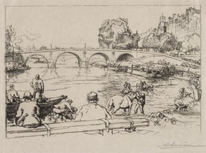 El abrevadero en Pont Marie de Auguste Louis Lepère