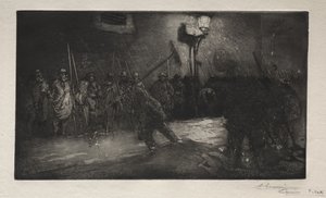 El llamado de los barrenderos de la noche de Auguste Louis Lepère