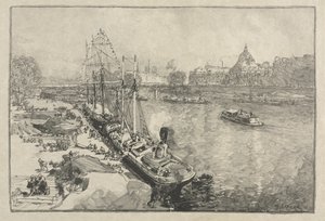 [Gran barco de vapor en el muelle, París] de Auguste Louis Lepère