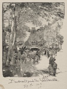 El bulevar cerca del Vaudeville de Auguste Louis Lepère