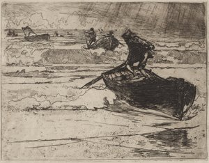 Pescadores huyendo de la tormenta de Auguste Louis Lepère