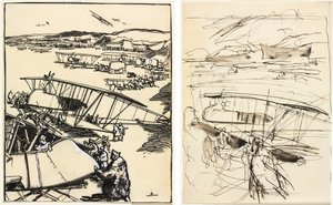 Avions reposant sur le terrain (recto and verso)