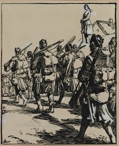 Batalla de las fronteras: grupo de soldados británicos, 1914 de Auguste Louis Lepère