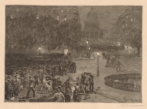Bois du Monde: Los disturbios del barrio Latino, 1882 de Auguste Louis Lepère