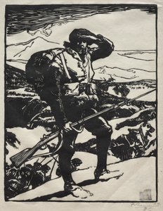 Cazador alpino mirando la llanura del Rin de Auguste Louis Lepère