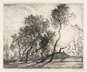 Granja con Álamos de Holanda de Auguste Louis Lepère
