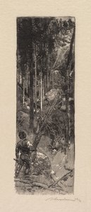 Bosque de Fontainebleau: Corte de pinos, 1890 de Auguste Louis Lepère
