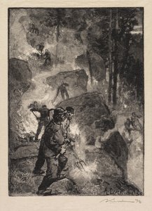 Bosque de Fontainebleau: Quemadores de helechos de Auguste Louis Lepère