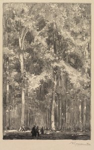 Bosque de Fontainebleau: Mañana, Encrucijada de la Ruta de los Fuertes de Marlotte..., 1890 de Auguste Louis Lepère