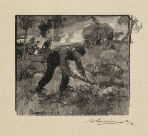 Bosque de Fontainebleau: tirando del brezo de Auguste Louis Lepère