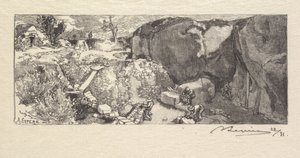 Bosque de Fontainebleau: Cantera de arenisca, 1890 de Auguste Louis Lepère