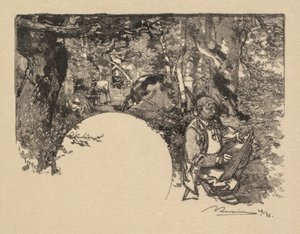 Bosque de Fontainebleau: Los pintores La Forêt de Fontainebleau: Les Peintres, 1890 de Auguste Louis Lepère