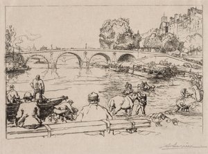 El abrevadero en Pont Marie de Auguste Louis Lepère