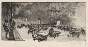 Le Boulevard, au coin du Fauborg  Montmartre de Auguste Louis Lepère