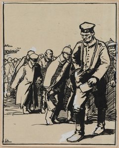 Marcha de un grupo de prisioneros alemanes, 1914 de Auguste Louis Lepère