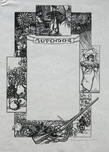 Almanaque de París, 1897: Borde Decorativo, Otoño de Auguste Louis Lepère