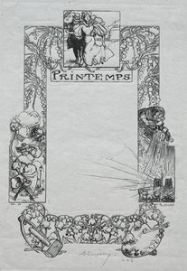 Almanaque de París, 1897: Borde Decorativo, Primavera de Auguste Louis Lepère