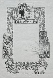 Almanaque de París, 1897: Borde decorativo, primavera, 1897