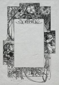 Almanaque de París, 1897: Borde decorativo, verano, 1897 de Auguste Louis Lepère