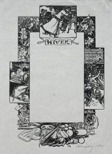 Almanaque de París, 1897: Borde Decorativo, Invierno, 1897