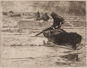 Pescadores huyendo de la tormenta