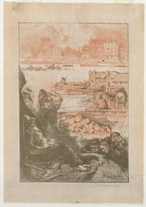 [Campesinos junto a un muelle, París] de Auguste Louis Lepère