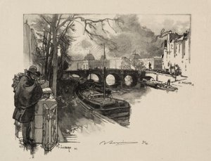 Brazo pequeño del Sena en el Pont Neuf de Auguste Louis Lepère