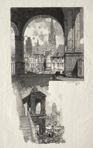 Rouen Illustré: Place de la Haute Vieille Tour, Edicule de la Fierte, 1896 de Auguste Louis Lepère