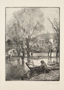 Un rincón de la isla de Billancourt de Auguste Louis Lepère