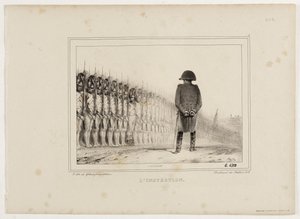 Álbum de litografías de 1833, n.º 5: La inspección. de Auguste Raffet