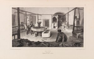 Baño Tártaro, Sala de Descanso. De Voyage dans la Russie por Anatole de Demidoff, 1837 de Auguste Raffet