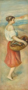 Niña con una cesta de pescado de Auguste Renoir