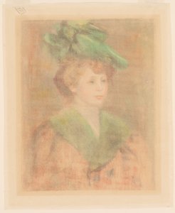 Dama con sombrero verde (¿Mlle. Dieterle?) de Auguste Renoir