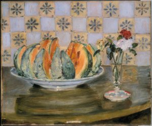 Naturaleza muerta con melón y florero de Auguste Renoir