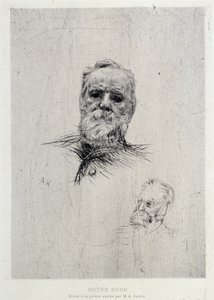 Retrato de Victor Hugo (1802-1885), ilustración de The Gazettes de beaux Arts de Auguste Rodin