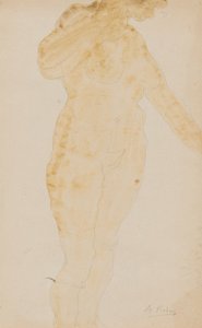 Desnudo femenino de pie, brazo izquierdo extendido de Auguste Rodin