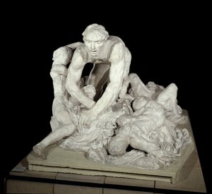 Ugolin (Conde Ugolino della Gherardesca), tirano de Pisa, y traidor a la patria, rodeado por sus cuatro hijos. Personaje evocado en el Infierno en "La Divina Comedia" de Dante Alighieri (1265-1321). Escultura de Auguste Rodin de Auguste Rodin