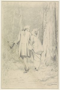 Pareja de caminantes en el bosque de Auguste Serrure