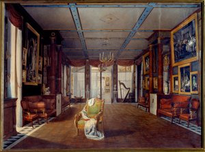 El salón de música en el castillo de la Malmaison en 1812 de Auguste Simon Garneray
