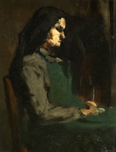 Mujer con un Delantal Verde de Auguste Theodule Ribot
