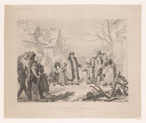 Luis XVI visitando un barrio pobre
Louis XVI distributue des secours aux pauvres (título en el objeto) de Auguste Thomas Marie Blanchard