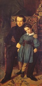 Victor Hugo (1802-85) y su hijo, Francois-Victor, 1836 de Auguste de Chatillon