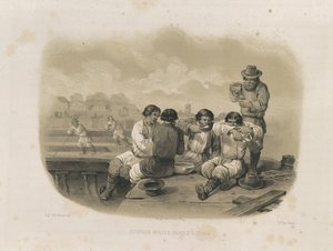 Constructores en un barco De: La construcción de la Catedral de San Isaac, 1845 de Auguste de Montferrand