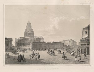 Trabajos de construcción en 1838 De: La construcción de la Catedral de San Isaac, 1845