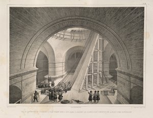 Vista interior de la Catedral y una rampa De: La construcción de la Catedral de San Isaac, 1845 de Auguste de Montferrand