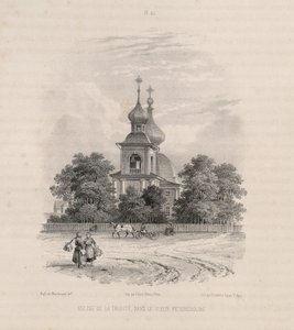 La Iglesia de la Trinidad en San Petersburgo De: La construcción de la Catedral de San Isaac, 1845 de Auguste de Montferrand