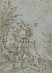 Jinete atacado por un león (¿el profeta Bileam?) de Augustin Braun (possibly)